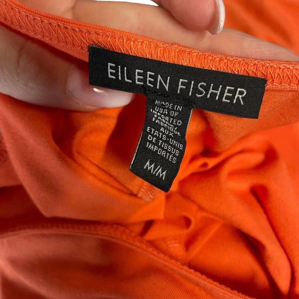 Eileen Fisher Orange Coral Short Sleeve Hi-Lo Swing Tunic Top Size Medium - Picture 8 of 10